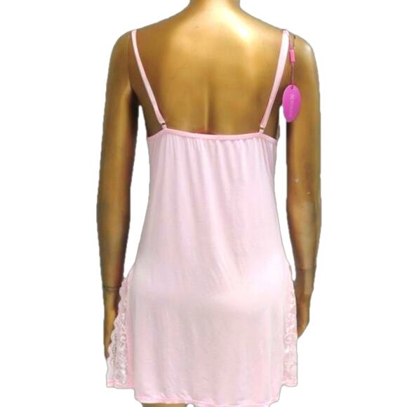 Women’s Lace Trim Chemise NWT Pink Nightie Size Large - Picture 6 of 10